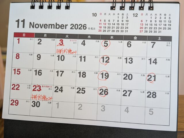 11月の休診をお知らせ